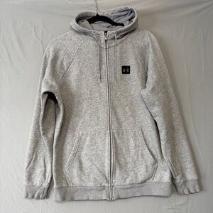 Under Armour Mens Rival Fleece Full Zip Hooded Cardigan Size M Grey Gym Running